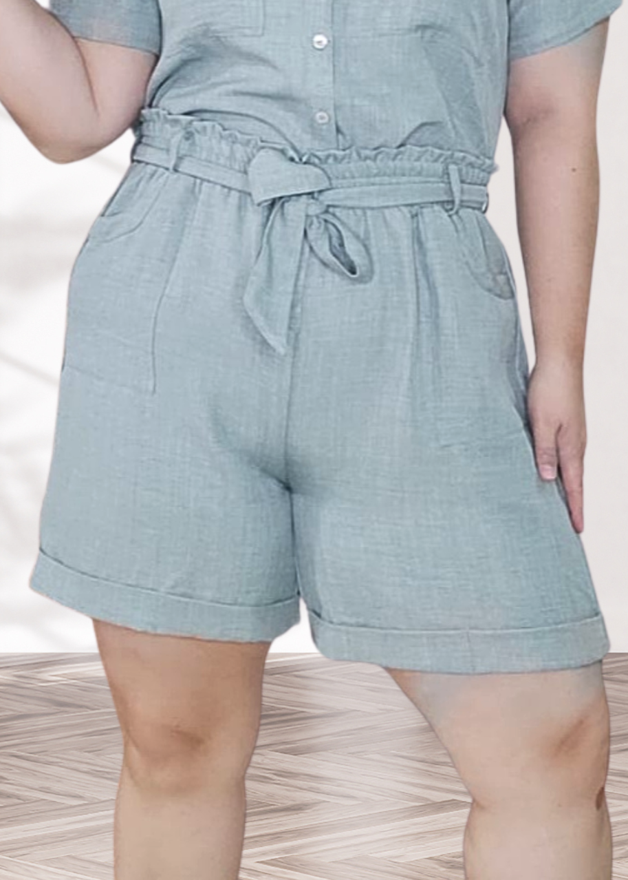 Short verde menta plus size