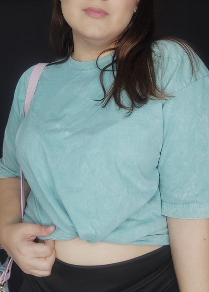 Camiseta oversize verde menta plus size