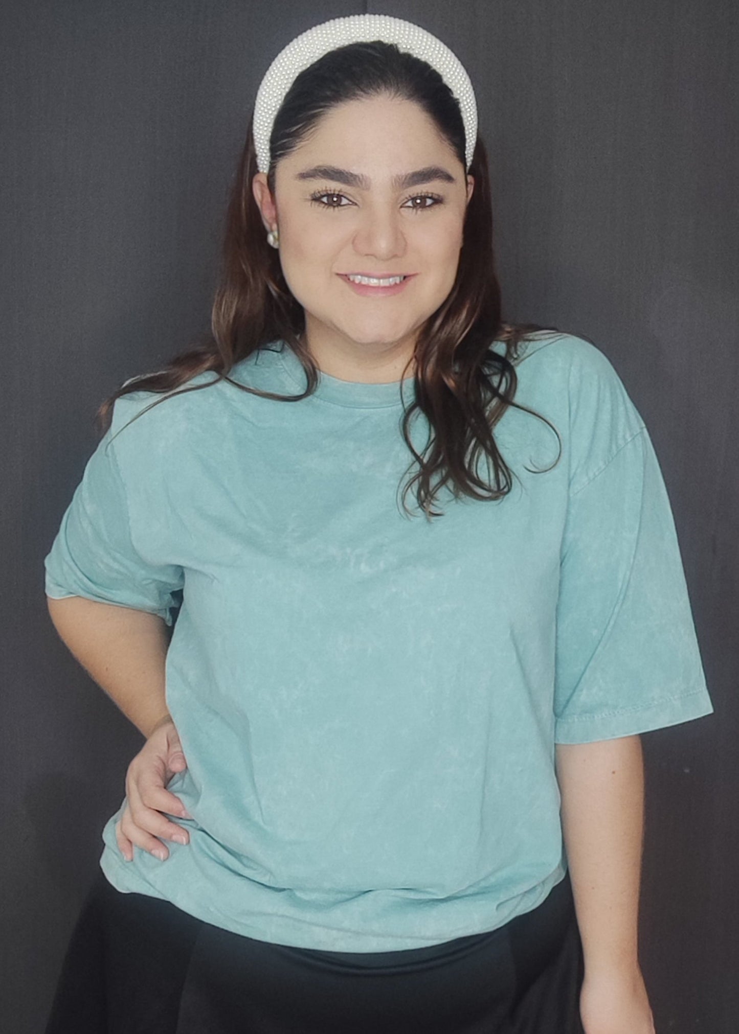 Camiseta oversize verde menta plus size