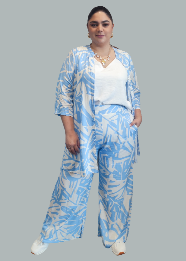 Set bluson y pantalón azul plus size