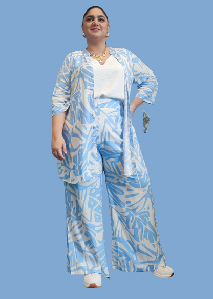 Set bluson y pantalón azul plus size