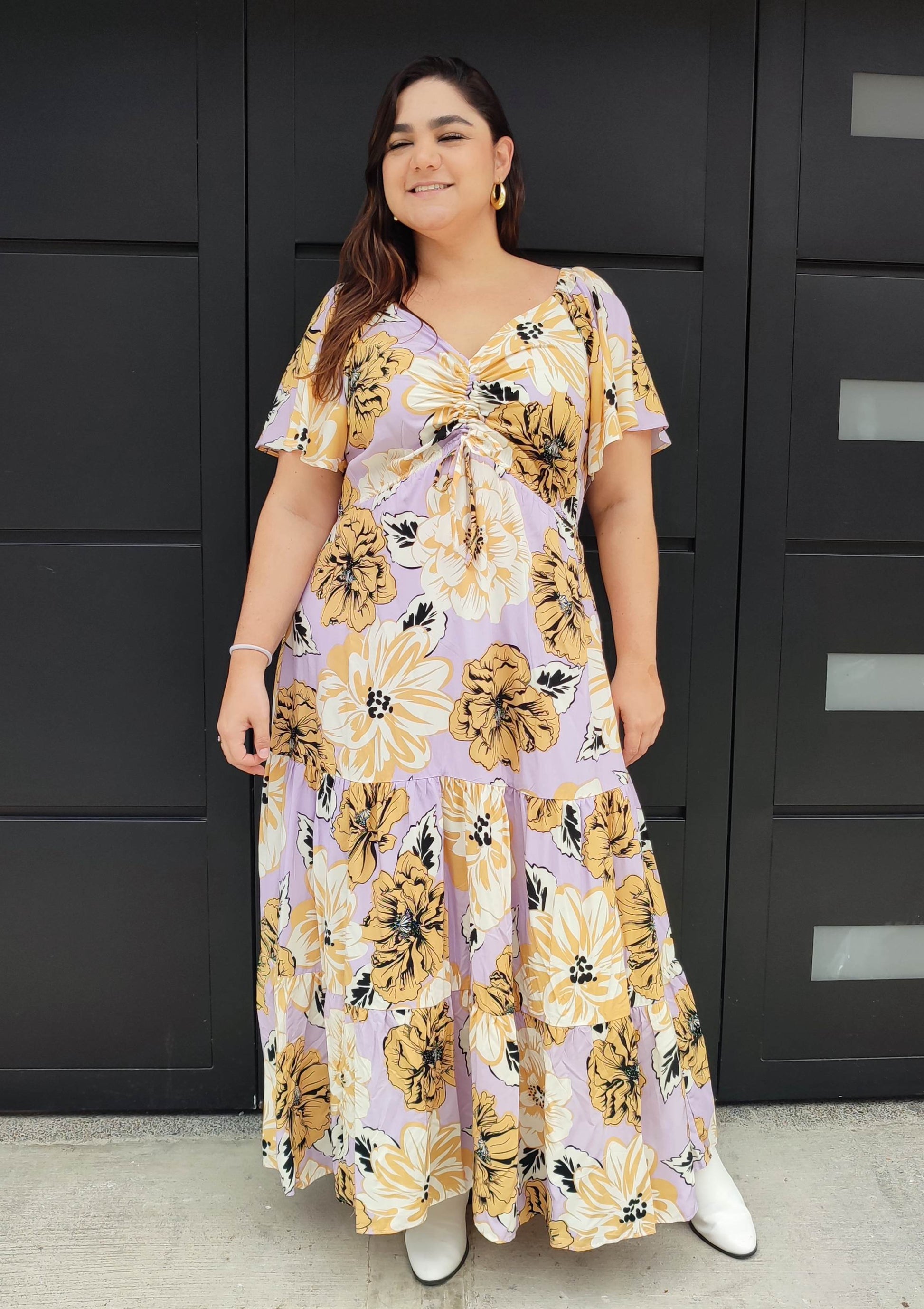 Vestido largo escote graduable lila plus size - Áttika Klozet