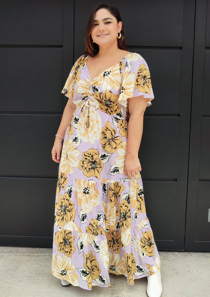 Vestido largo escote graduable lila plus size - Áttika Klozet