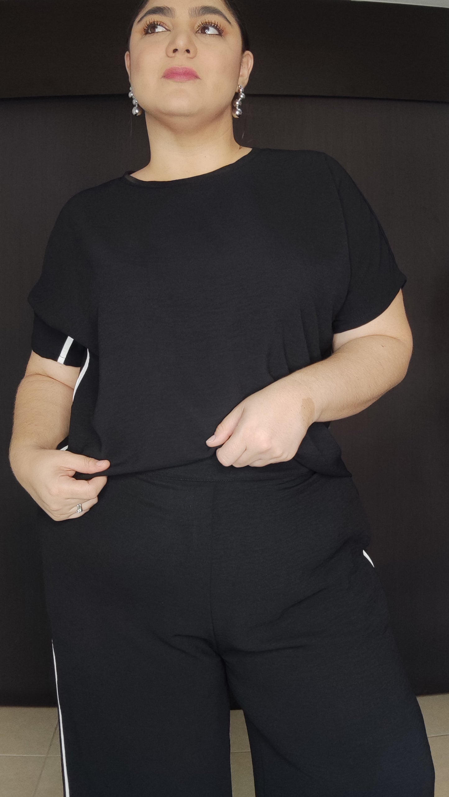 Set blusa y pantalón negro plus size