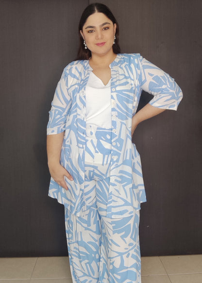 Set bluson y pantalón azul plus size
