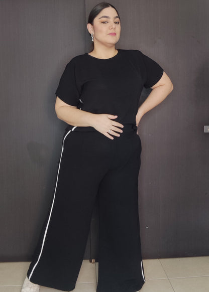 Set blusa y pantalón negro plus size