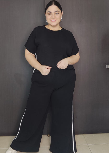 Set blusa y pantalón negro plus size