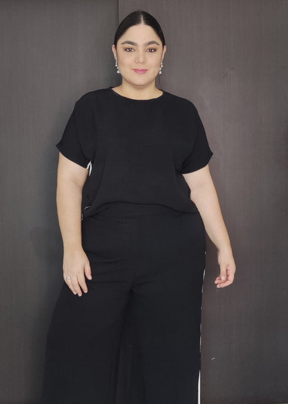 Set blusa y pantalón negro plus size