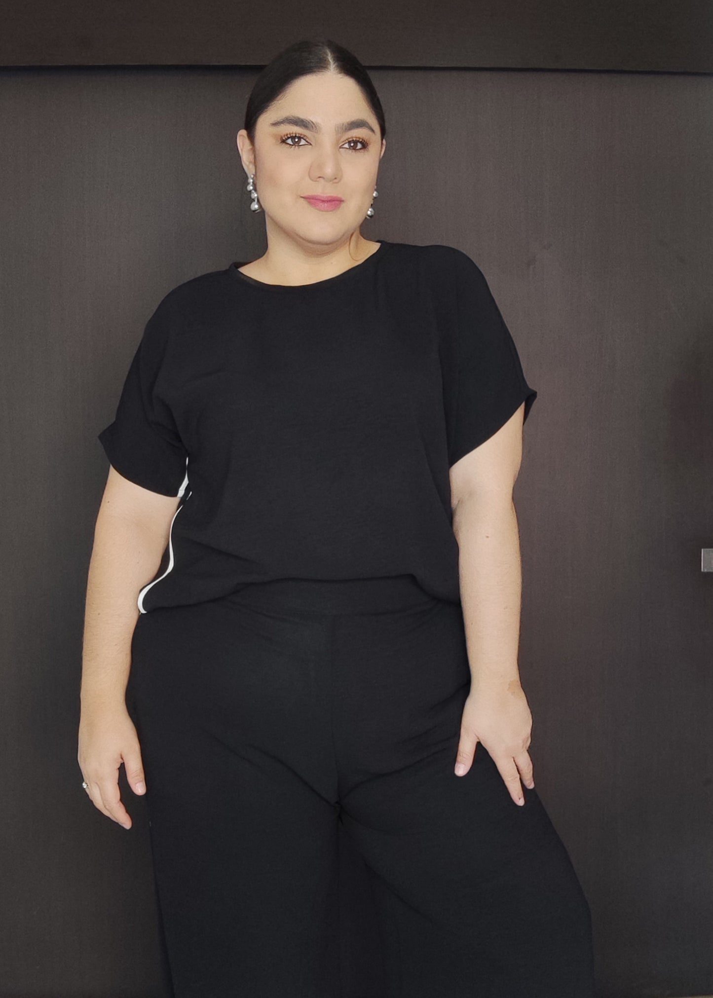 Set blusa y pantalón negro plus size