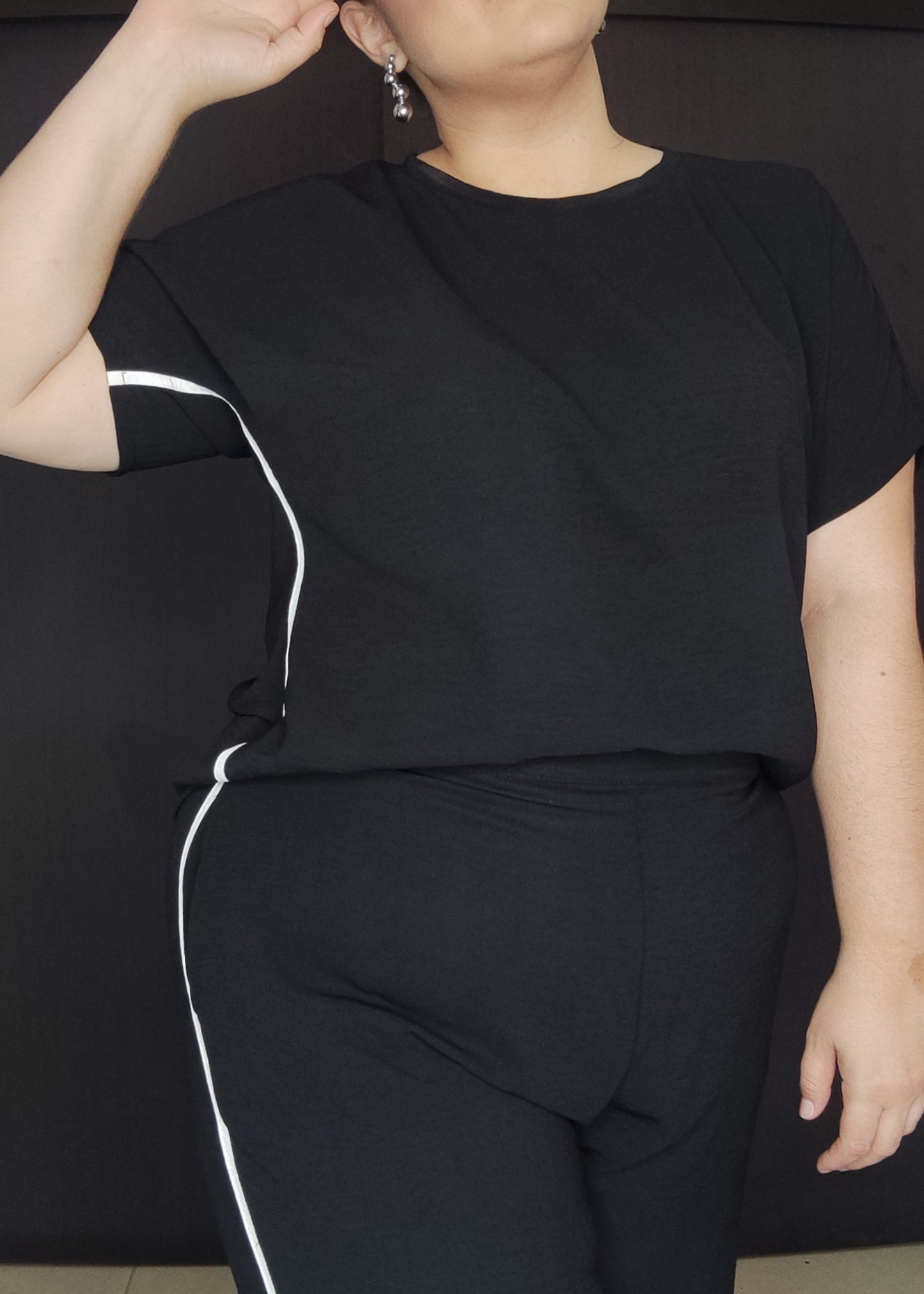 Set blusa y pantalón negro plus size